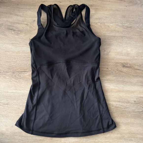 Lululemon Black Strappy Mesh-Back Athletic Tank – Size 4 - Picture 3 of 10